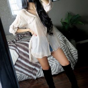 Rag & Bone Tan Button down blouse top shirt tunic